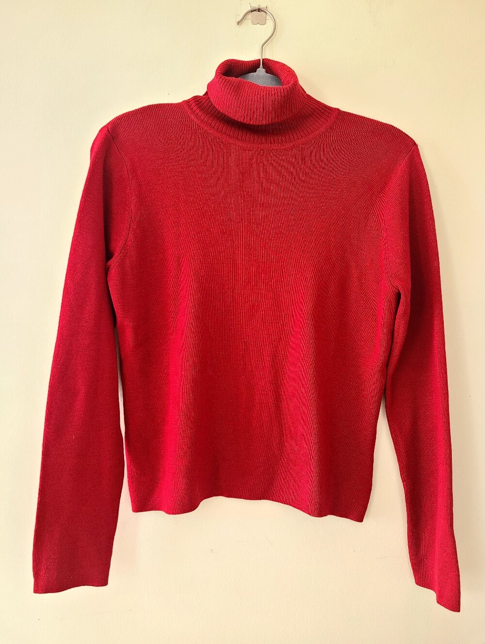 Ann Taylor LOFT Red Merino Wool Cashmere Blend Turtleneck Sweater M